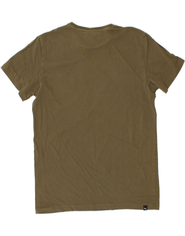 PUMA Mens Graphic T-Shirt Top Medium Khaki Vintage Puma and Second-Hand Puma from Messina Hembry 