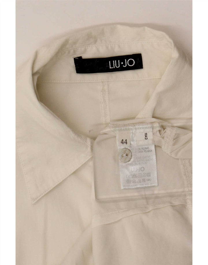 Liu Jo Womens Short Sleeve Shirt IT 44 Medium White Cotton
