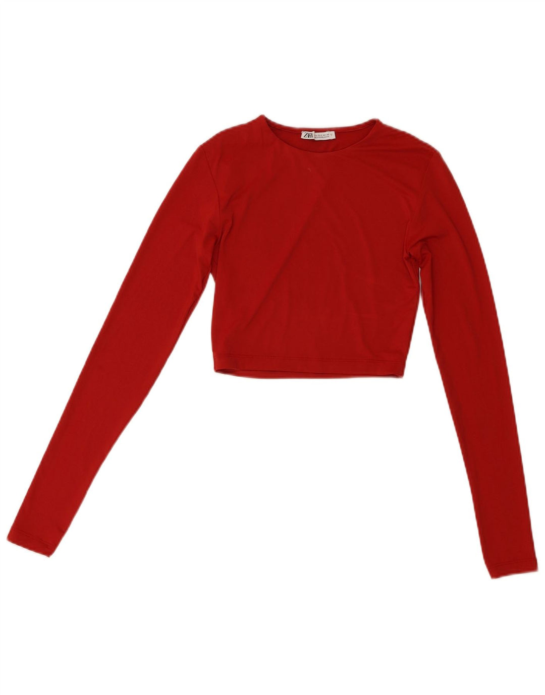 Zara Womens Crop Top Long Sleeve UK 8 Small Red Polyamide