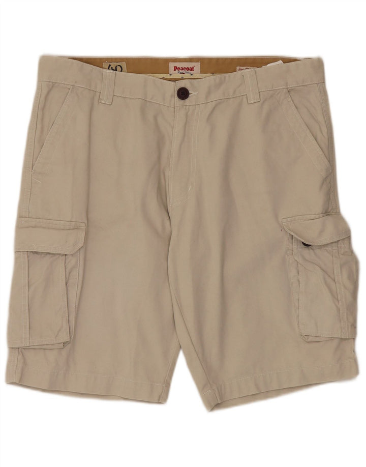 Vintage Mens Cargo Shorts W40 XL Beige Cotton