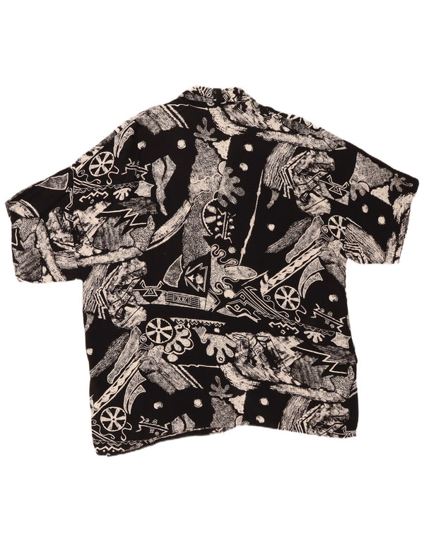 VINTAGE Womens Oversized Short Sleeve Shirt IT 46 Large Black Geometric