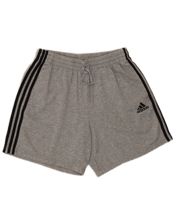 Adidas Mens Regular Sport Shorts Large Grey Flecked Cotton Sports