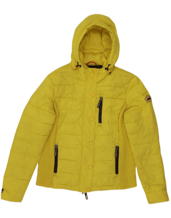 Superdry Womens Hooded Padded Jacket UK 18 XL Yellow Nylon