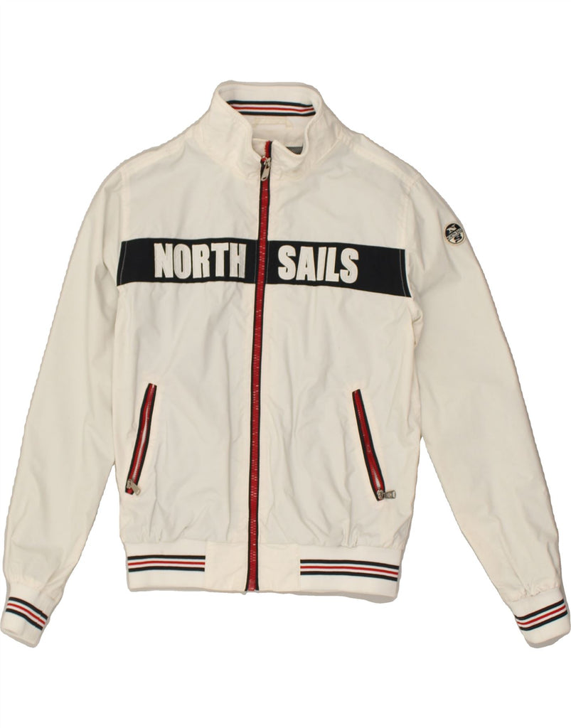 NORTH SAILS Boys Graphic Bomber Jacket 11-12 Years White Nylon | Vintage North Sails | Thrift | Second-Hand North Sails | Used Clothing | Messina Hembry 