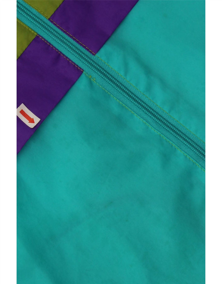 J Jeantex Mens Hooded Rain Jacket UK 38 Medium Green Colourblock Polyamide