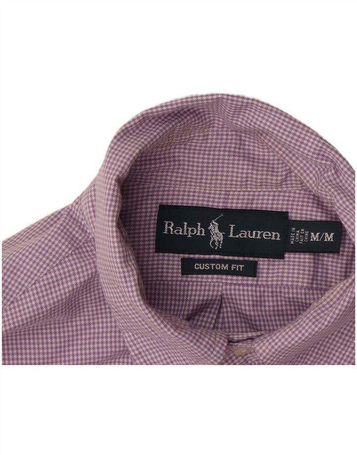 Ralph Lauren Mens Custom Fit Shirt Medium Purple Houndstooth Cotton