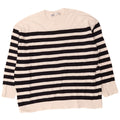 Zara Womens Oversized Crew Neck Jumper Sweater UK 14 Medium White Striped