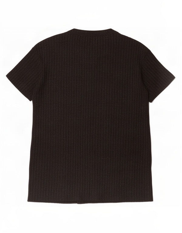 Zara Womens T-Shirt Top UK 10 Small Black Flecked Polyester