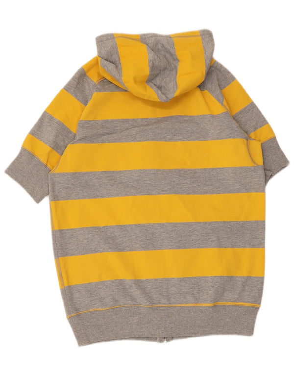 Nike Womens Short Sleeve Zip Hoodie Sweater UK 10/12 Medium Yellow Striped