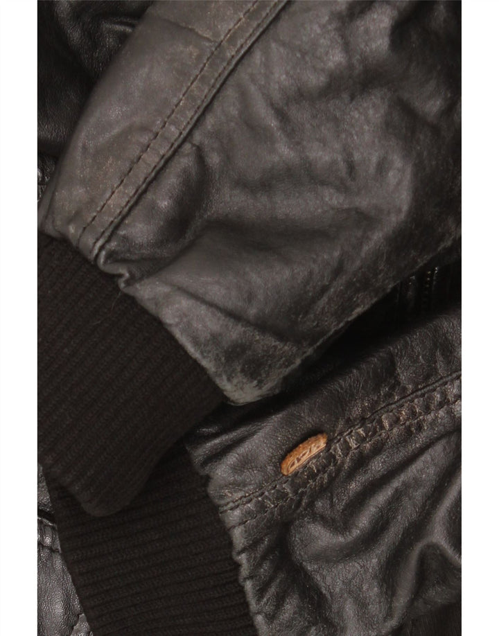 Vintage Mens Leather Jacket UK 42 XL Black Leather