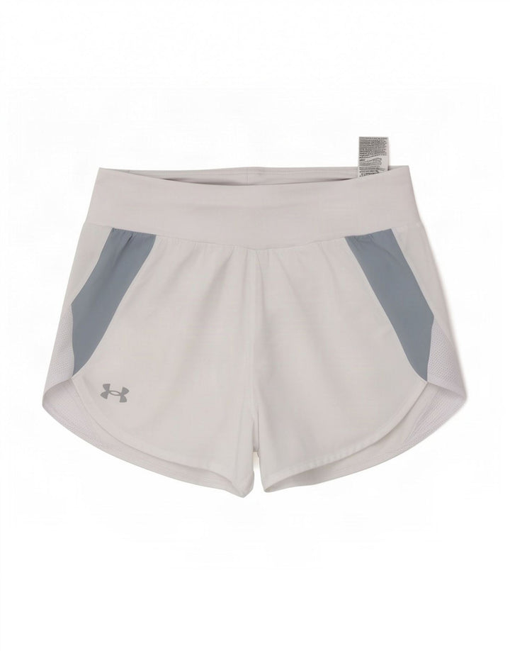Under Armour Womens Sport Shorts UK 10 Small White Colourblock Polyester