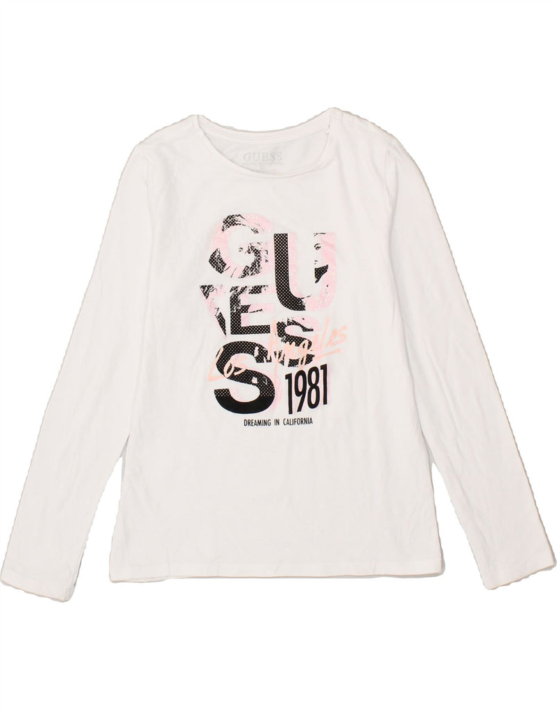 GUESS Girls Graphic Top Long Sleeve 11-12 Years White | Vintage Guess | Thrift | Second-Hand Guess | Used Clothing | Messina Hembry 