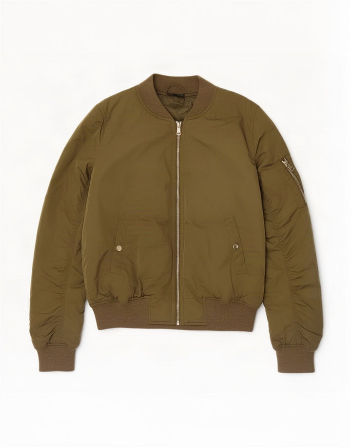 Topshop Womens Bomber Jacket UK 10 Small Khaki Polyester