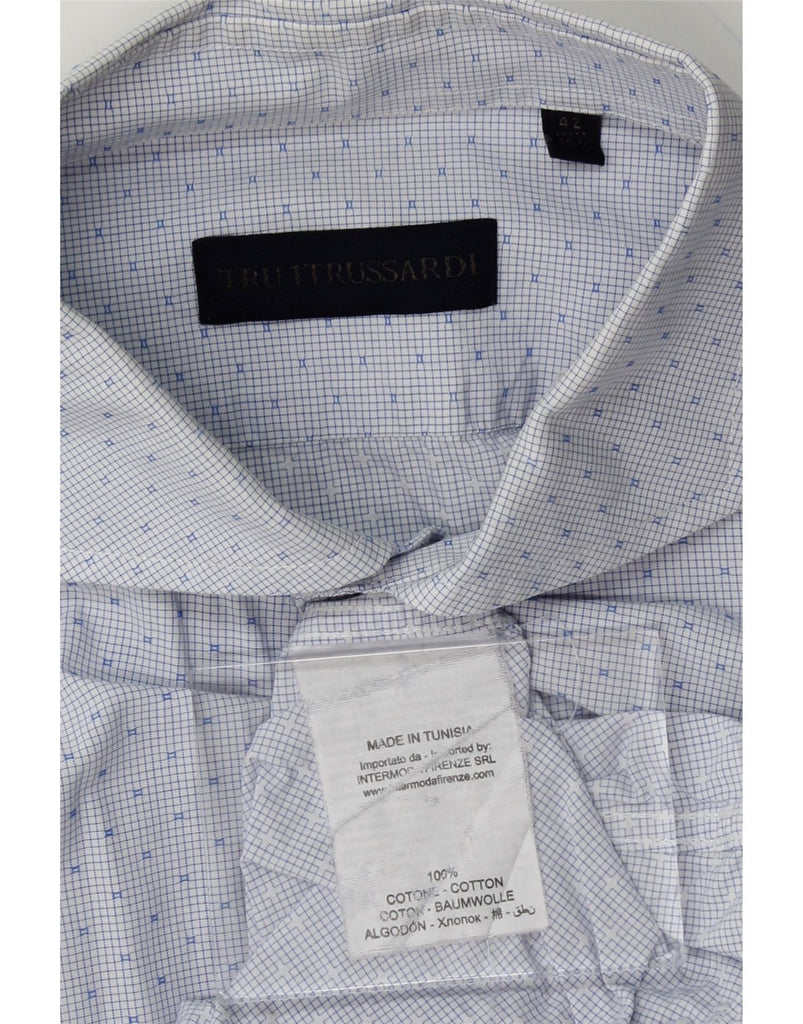 TRUSSARDI Mens Shirt Size 42 Large Blue Spotted Cotton Vintage Trussardi and Second-Hand Trussardi from Messina Hembry 