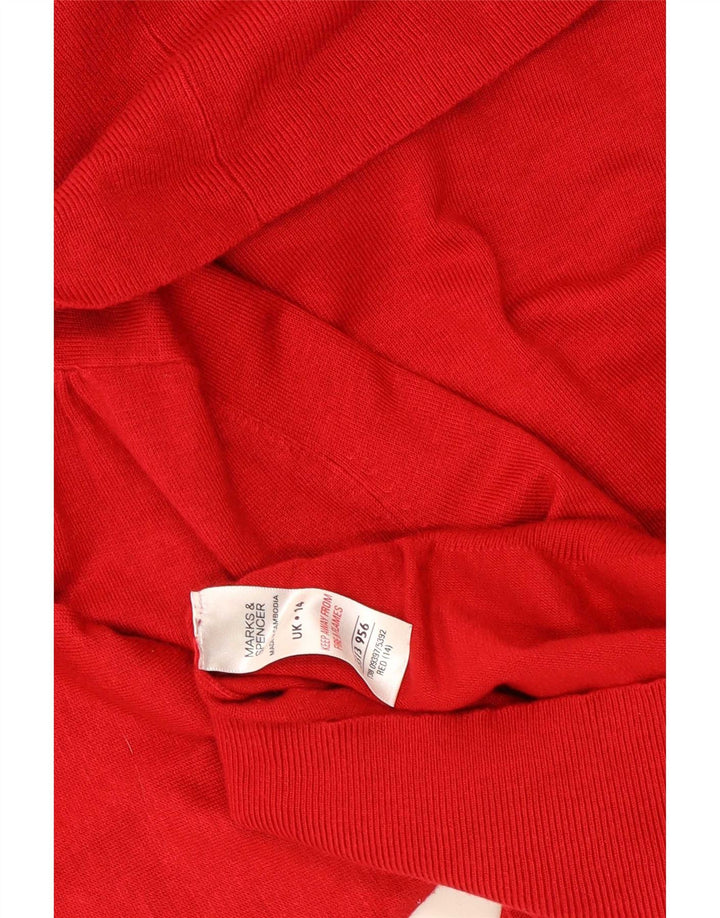 Marks & Spencer Womens Roll Neck Jumper Sweater UK 14 Medium Red Viscose