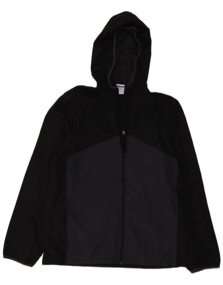 STARTER Mens Hooded Rain Jacket UK 40 Large Grey Colourblock Polyester