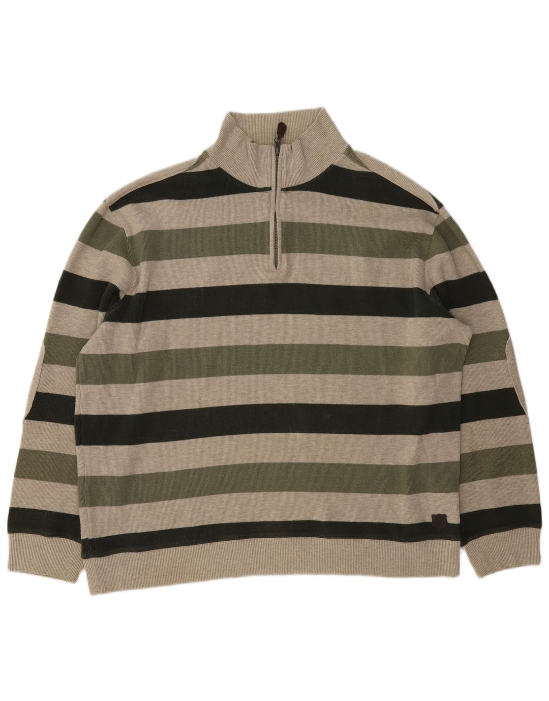 Marks & Spencer Mens Blue Harbour Zip Neck Jumper Sweater Large Khaki