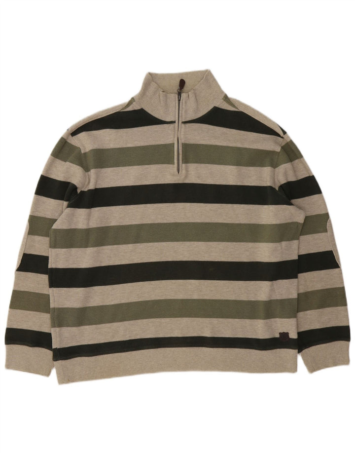Marks & Spencer Mens Blue Harbour Zip Neck Jumper Sweater Large Khaki