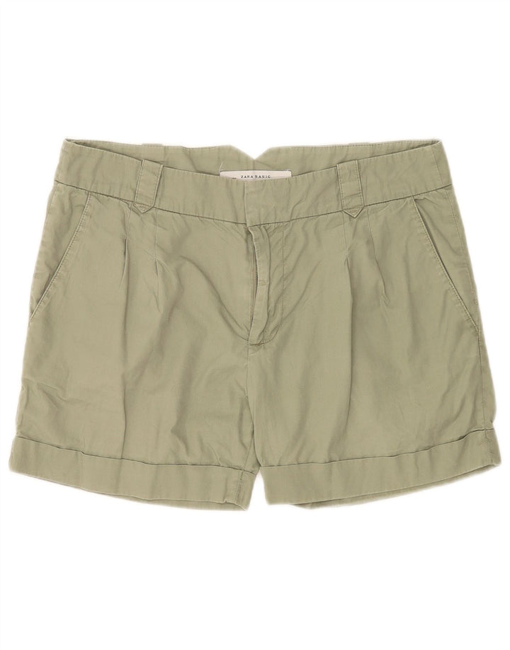 Zara Womens Pegged Chino Shorts Medium W28 Green Cotton