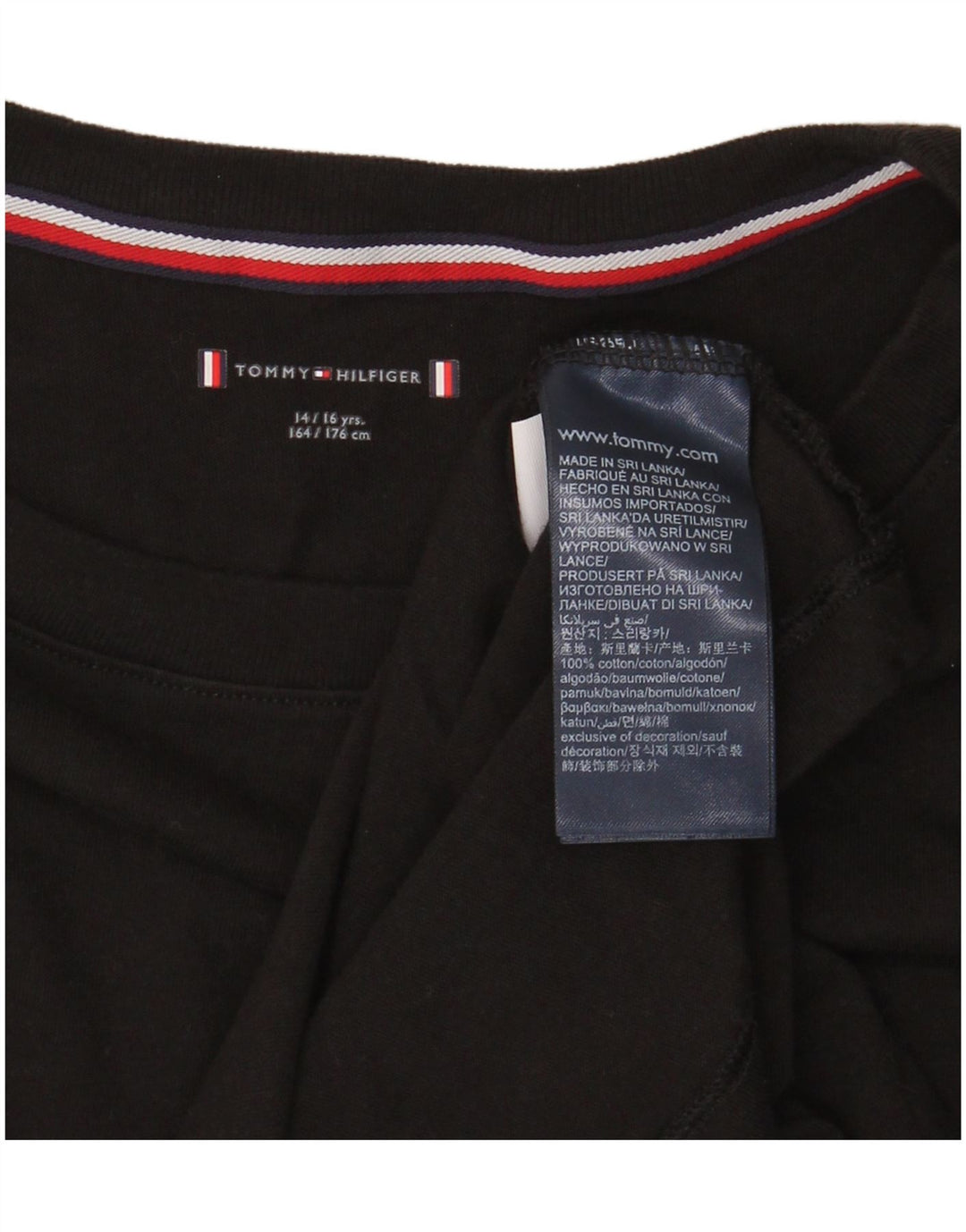 Tommy Hilfiger Boys Top Long Sleeve 14-15 Years Black Cotton