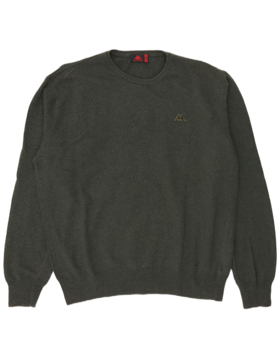 Kappa Mens Crew Neck Jumper Sweater Large Green Lambswool