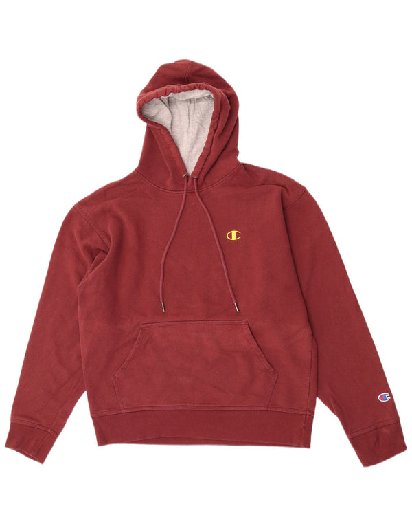 Champion Mens Hoodie Jumper Medium Maroon Cotton
