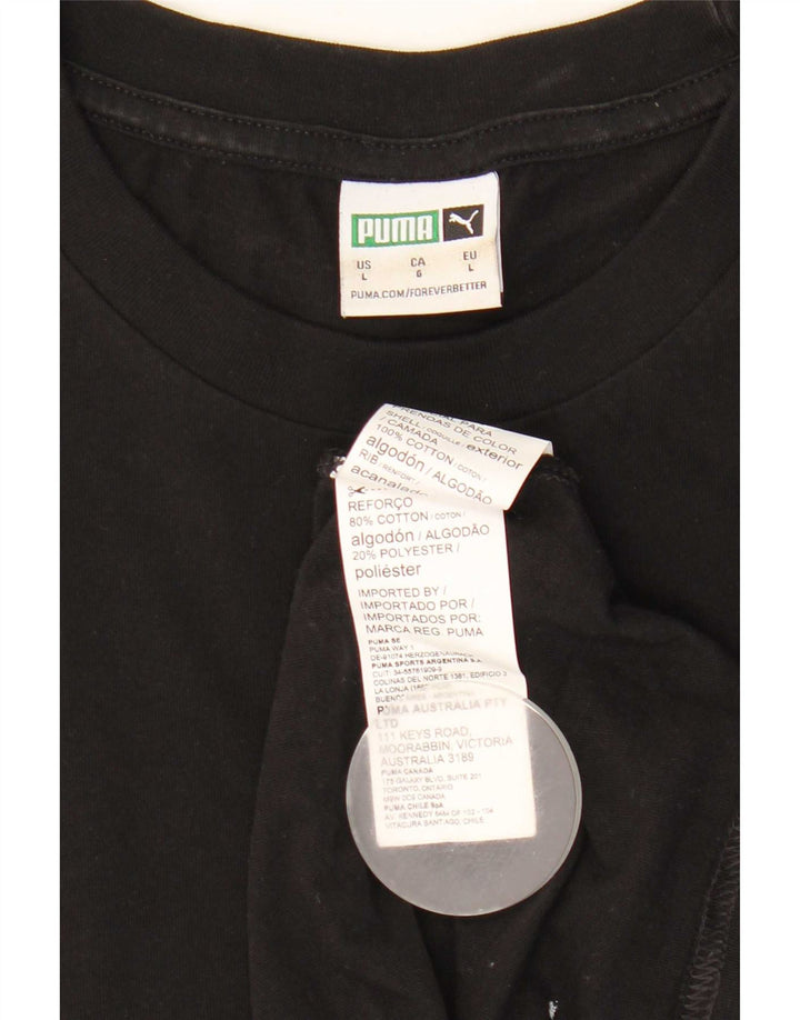 Puma Mens T-Shirt Top Large Black Cotton