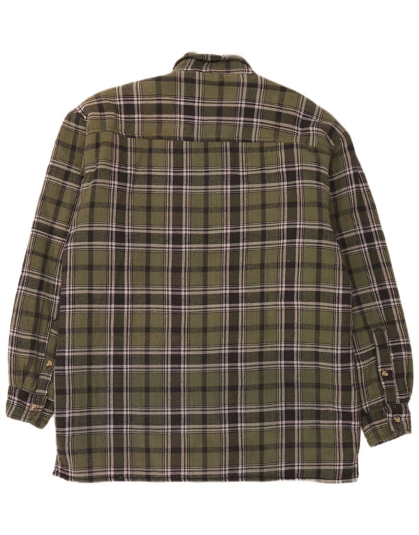Vintage Mens Lumberjack Flannel Shirt Medium Green Check Cotton