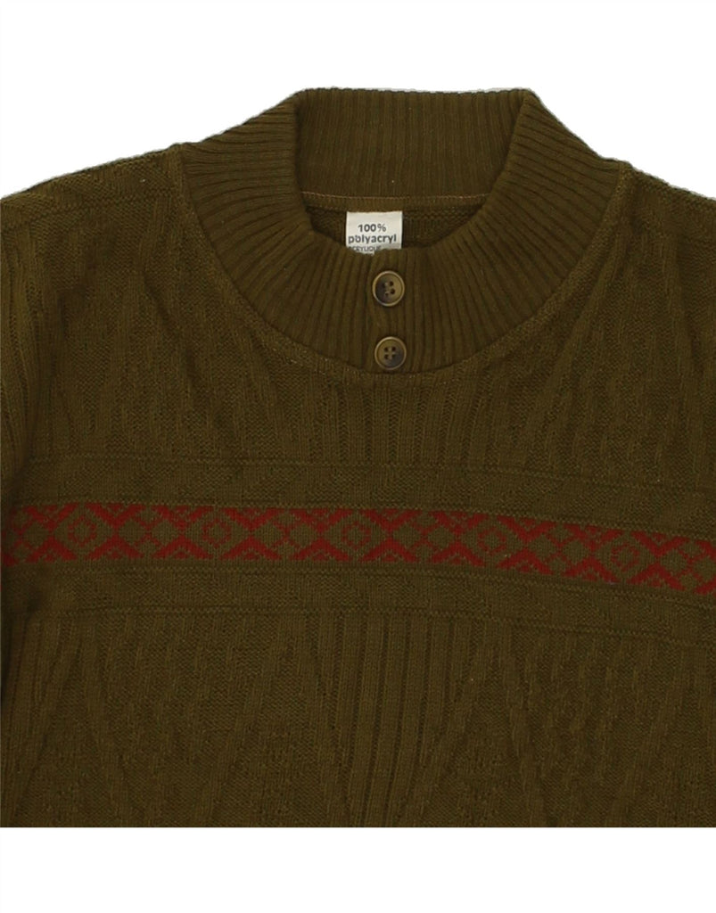 VINTAGE Mens Turtle Neck Jumper Sweater Medium Green Fair Isle Acrylic | Vintage Vintage | Thrift | Second-Hand Vintage | Used Clothing | Messina Hembry 