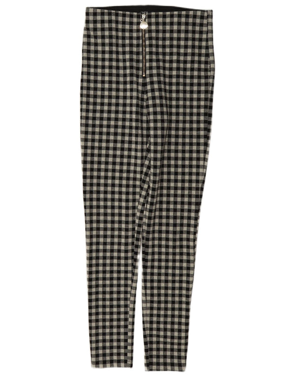 Zara Womens Skinny Casual Trousers Small W26 L28 Black Gingham