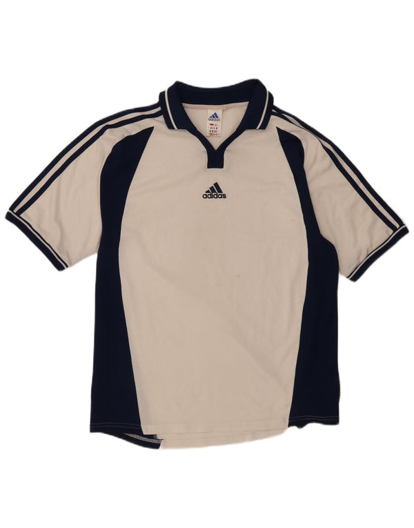 Adidas Mens Polo Shirt Large White Colourblock Polyester