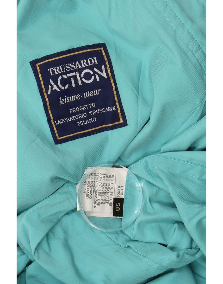 TRUSSARDI Mens Windbreaker Jacket IT 50 Large Blue Polyester