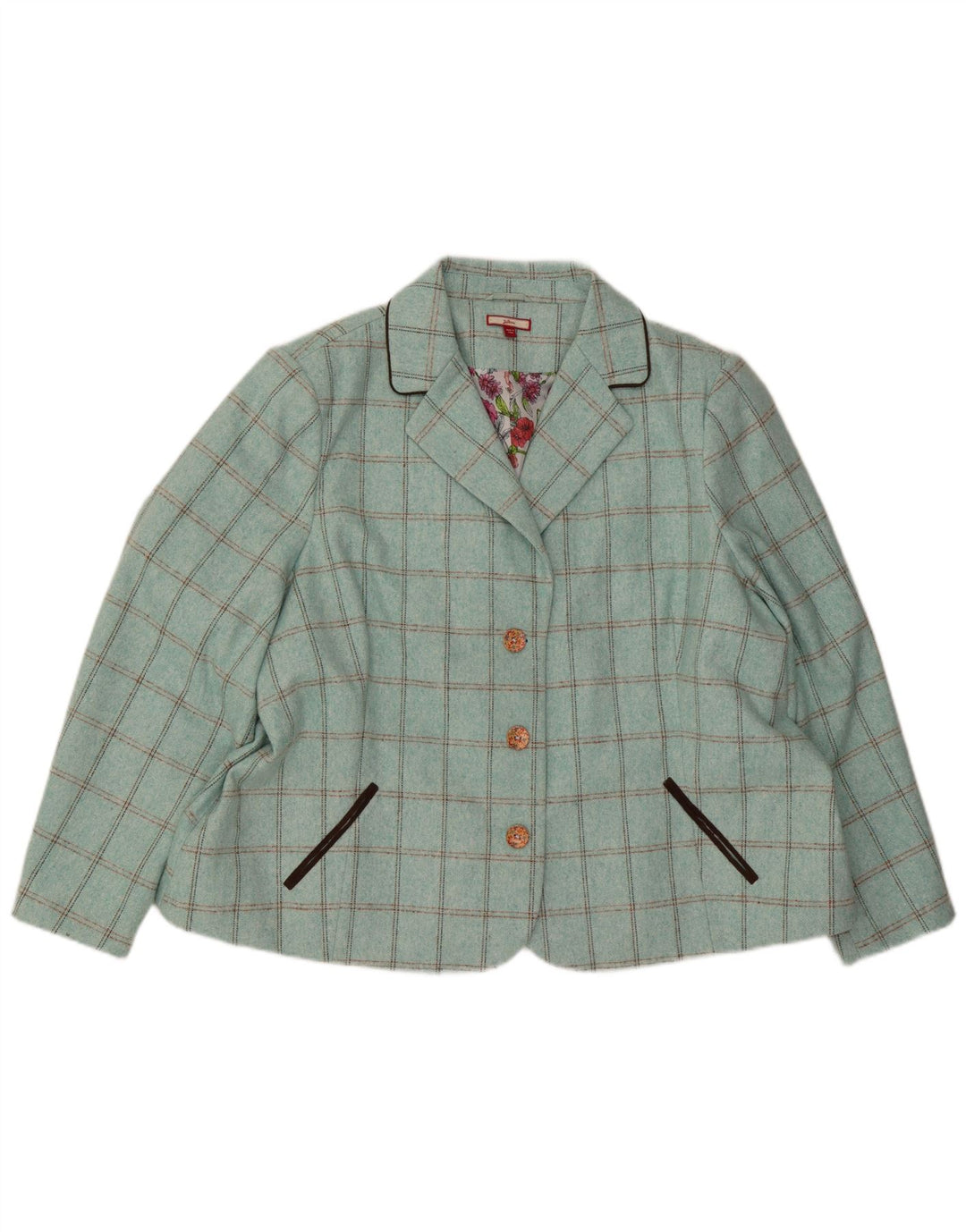Joe Browns Womens 3 Button Blazer Jacket UK 30 7XL Turquoise Check