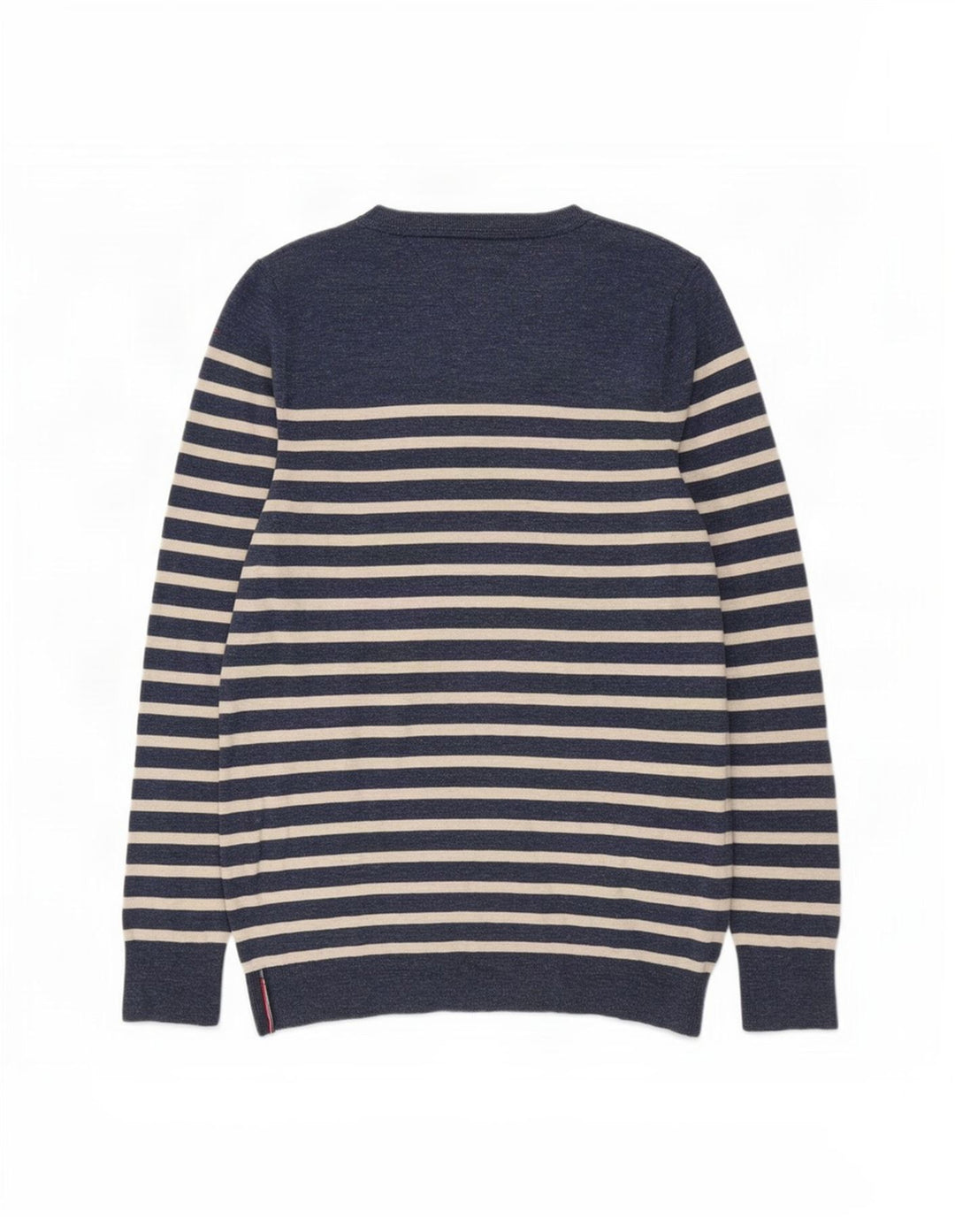 Tommy Hilfiger Mens Boat Neck Jumper Sweater Medium Navy Blue Striped