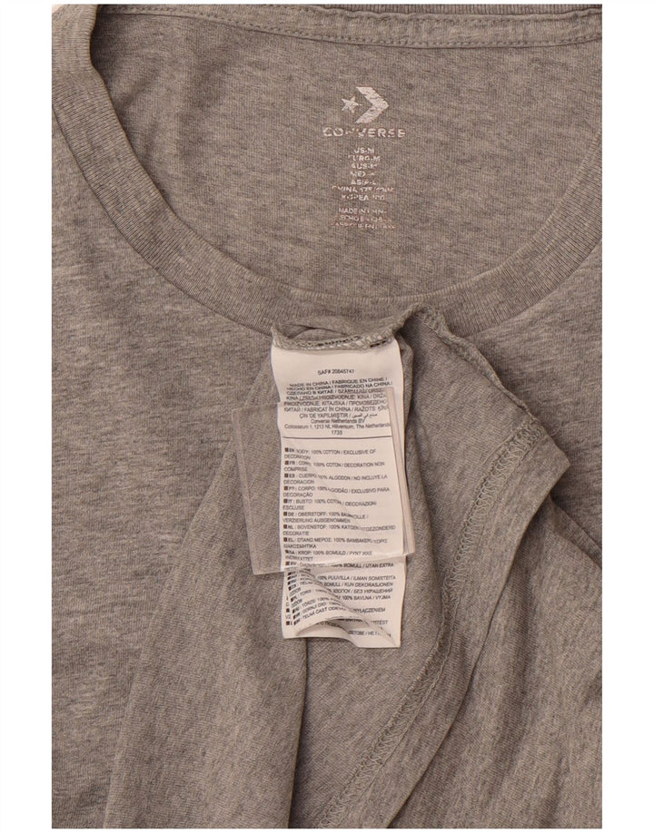 CONVERSE Mens Graphic T-Shirt Top Medium Grey Flecked Cotton