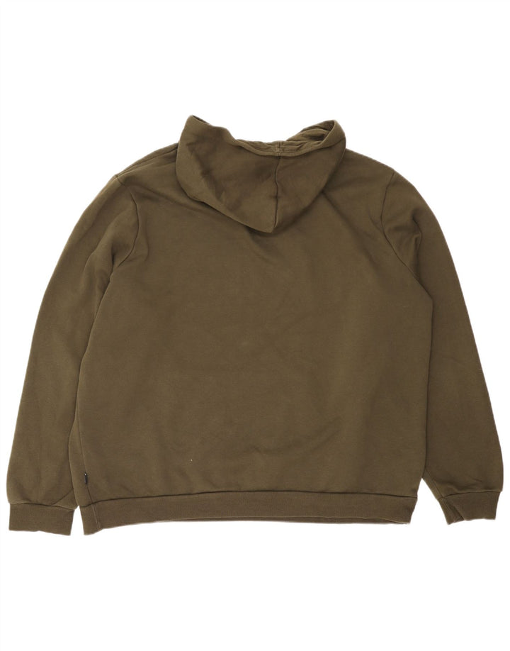 PUMA Mens Graphic Hoodie Jumper 2XL Khaki Cotton