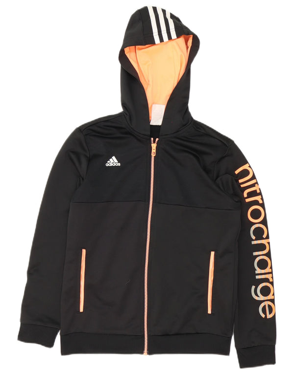 Adidas Boys Graphic Tracksuit Top Jacket 11-12 Years Black Colourblock