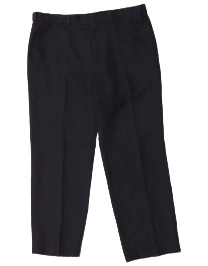 Marks & Spencer Mens Straight Chino Trousers W36 L29 Navy Blue Polyester