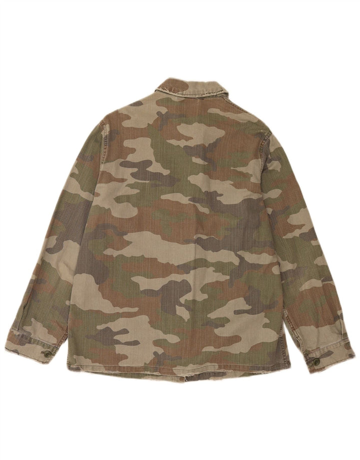 Topshop Womens Oversized Utility Jacket UK 10 Small Khaki Camouflage Cotton