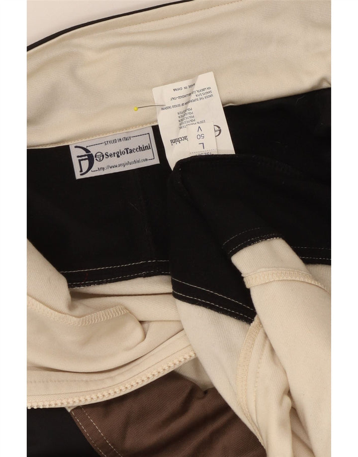 Sergio Tacchini Mens Tracksuit Top Jacket Large White Colourblock Polyester