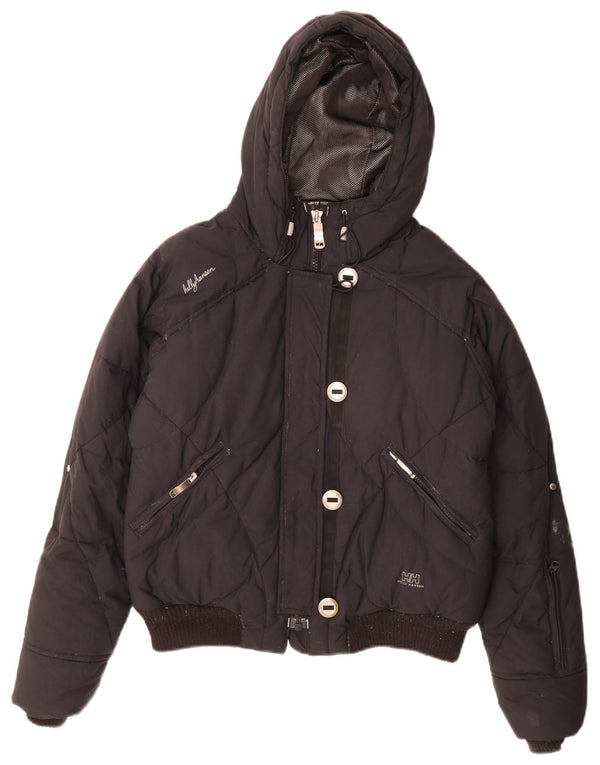 Helly Hansen Womens Hooded Padded Jacket UK 14 Medium Black Nylon