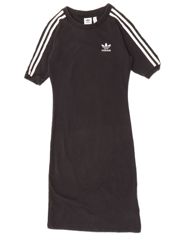 Adidas Womens T-Shirt Dress UK 8 Small Black Cotton