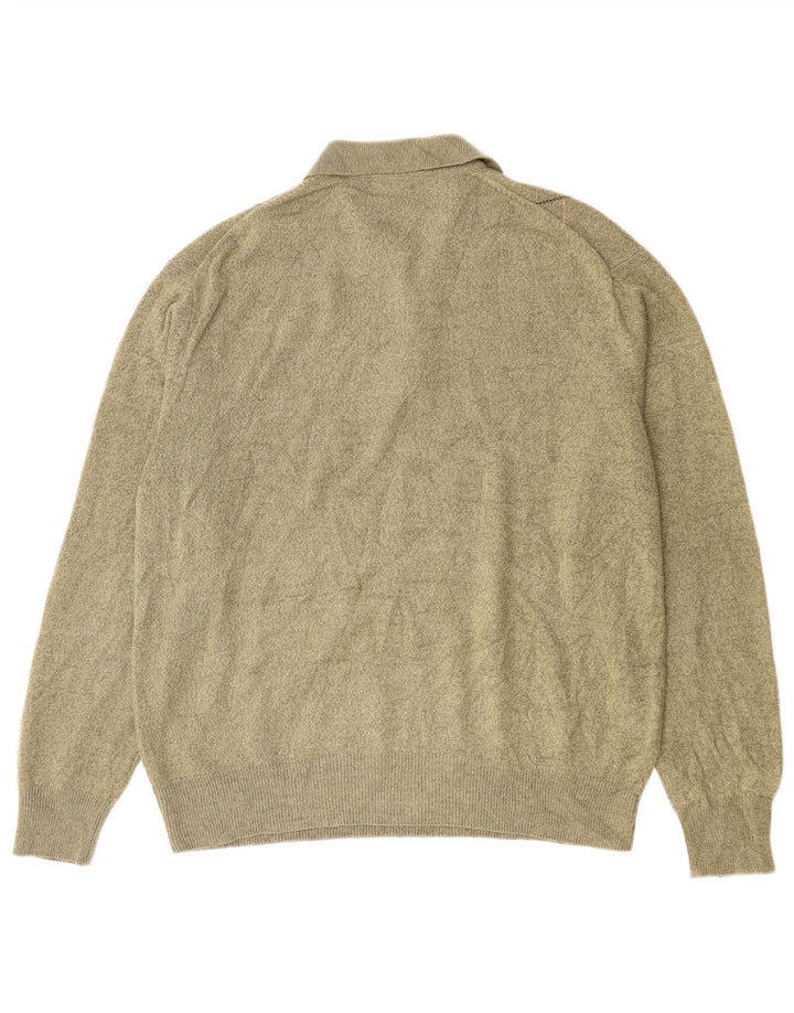 Dockers Mens Polo Neck Jumper Sweater Medium Khaki Argyle/Diamond Acrylic