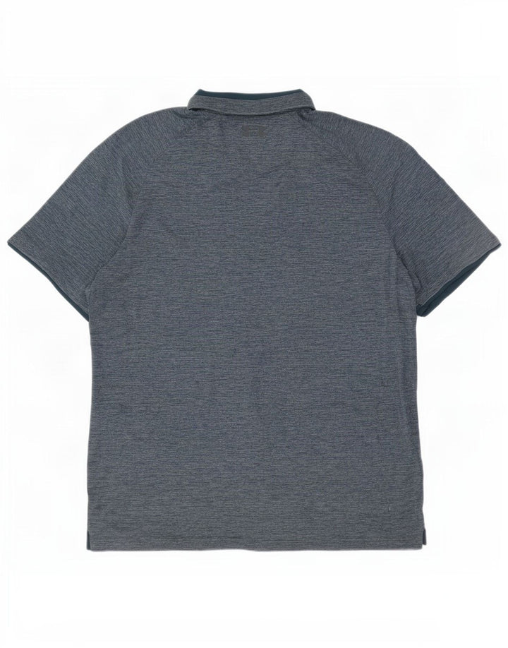 Under Armour Mens Heat Gear Polo Shirt Large Blue Flecked Polyester