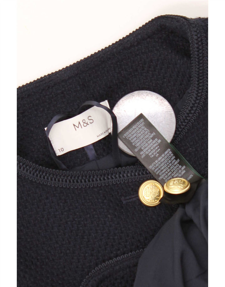 Marks & Spencer Womens Knit Bolero Jacket UK 10 Small Navy Blue Polyester