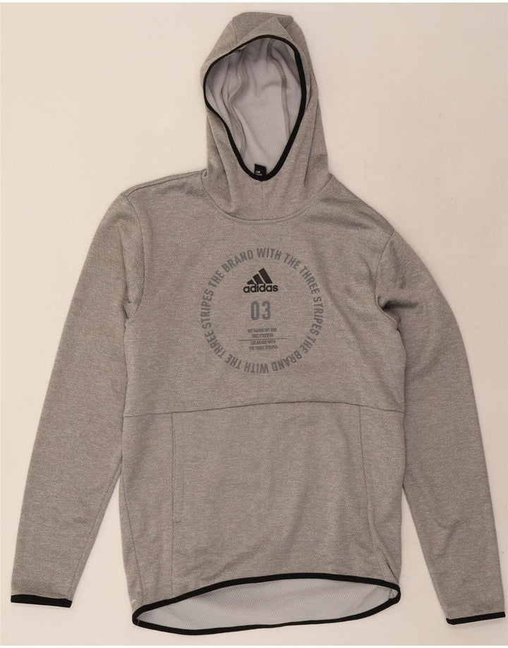 Adidas Mens Graphic Hoodie Jumper Small Grey Polyester