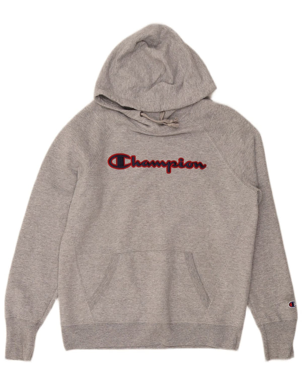 CHAMPION Mens Graphic Hoodie Jumper Small Grey Cotton