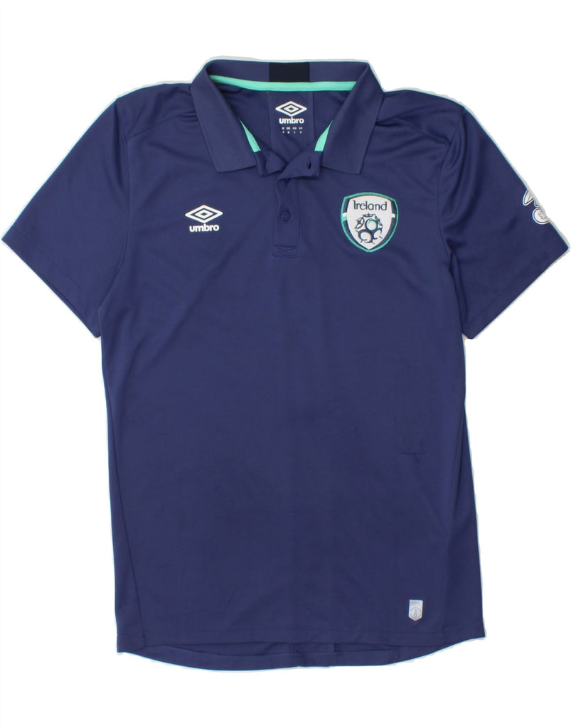 UMBRO Mens Ireland Graphic Polo Shirt Medium Navy Blue Polyester Vintage Umbro and Second-Hand Umbro from Messina Hembry 