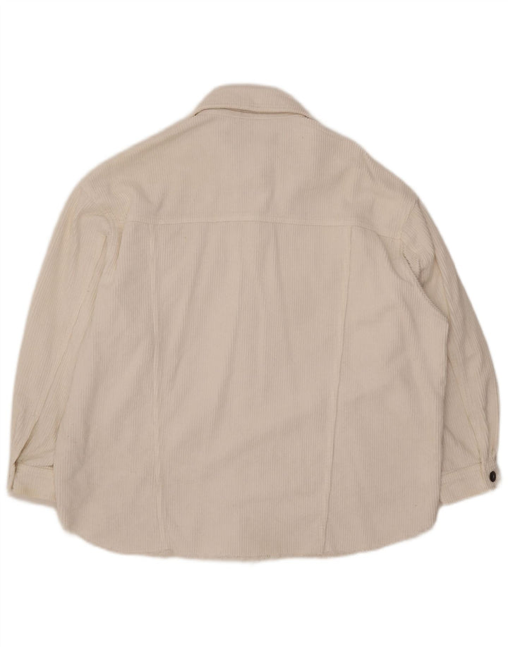 Zara Womens Oversized Corduroy Jacket UK 10 Small White Cotton