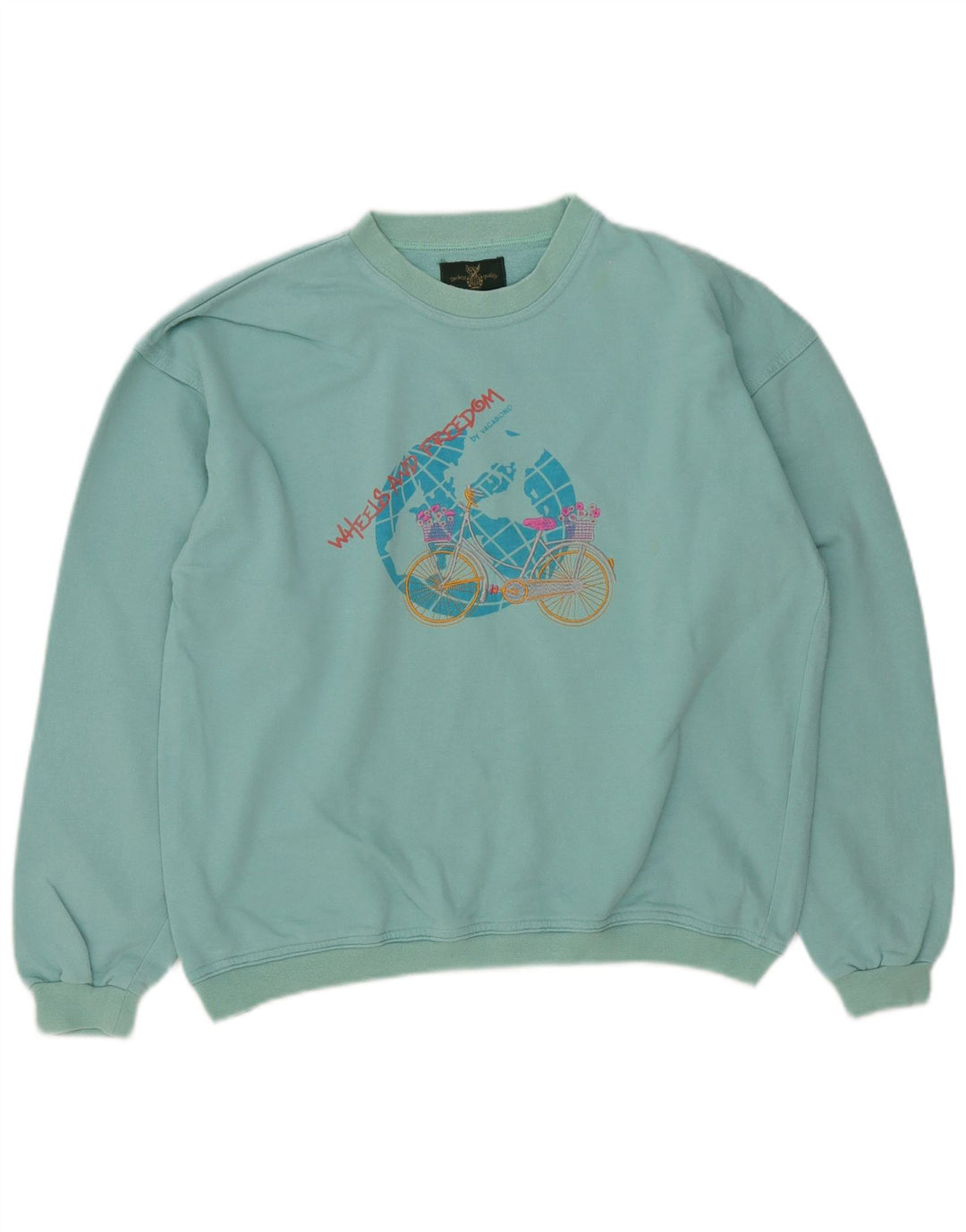 Vagabond Womens Graphic Oversized Sweatshirt Jumper UK 10 Small Turquoise